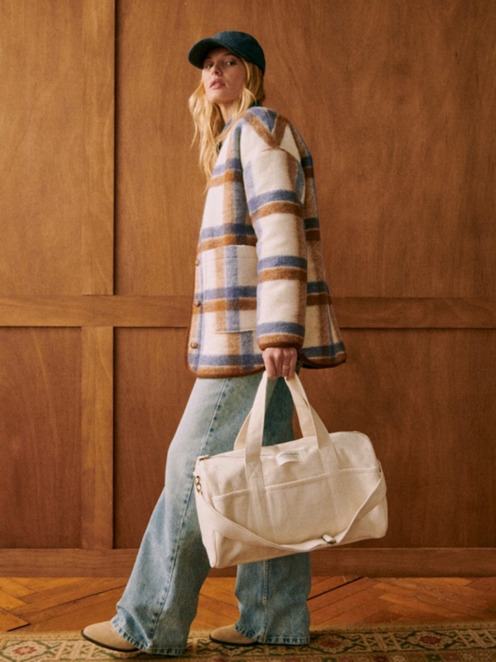 SEZANE ECRU TRAVEL BAG.